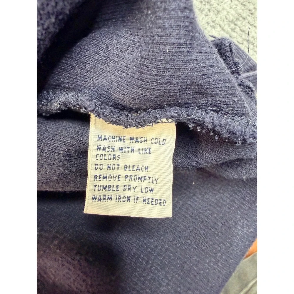 Polo Ralph Lauren Mens Large Navy Blue Cotton Quarter Zip Pullover Sweater Faded